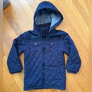Oshkosh B'gosh Boys Hooded Jacket Coat Size 6 Navy Blue Quilted